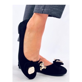 Black suede ballerinas with a teddy bear 2