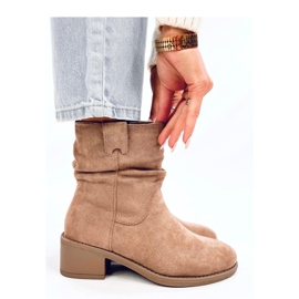 Camel ankle boots with a ruffled upper brown 1