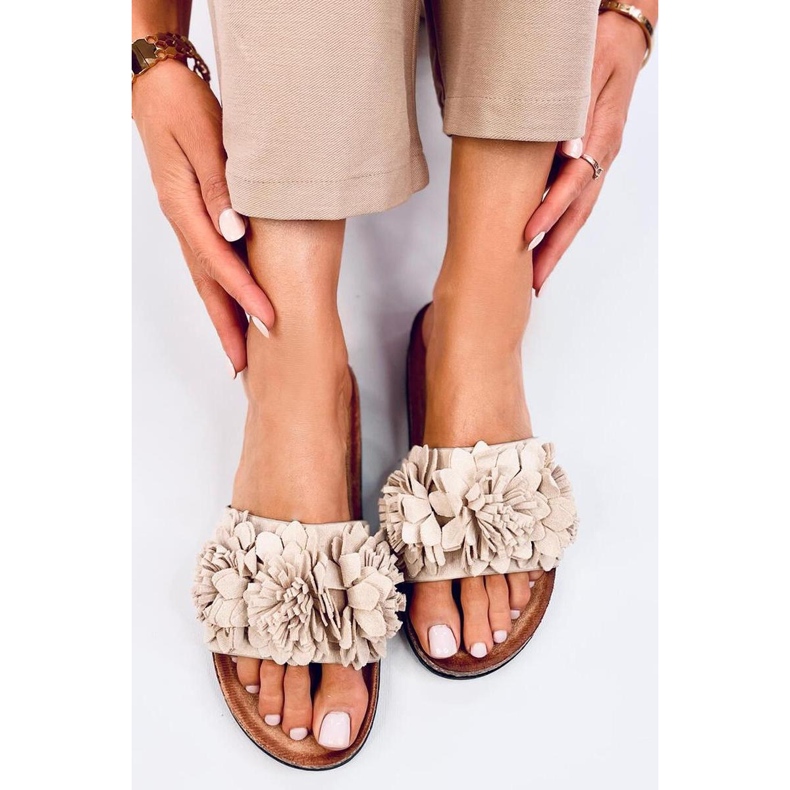 Sandal Cork flip-flops with Sebill Beige flowers - Inello 1