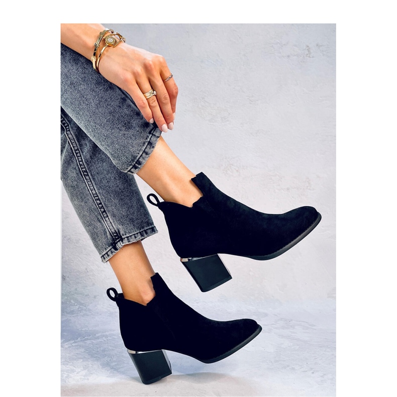 Hallie Black suede high-heeled ankle boots - Inello 2