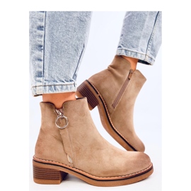 Levere Khaki nubuck low-heeled ankle boots - Inello beige 1