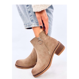 Levere Khaki nubuck low-heeled ankle boots - Inello beige 2