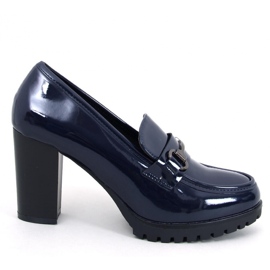 Hyett Dark Blue patent heel moccasins - Inello 1