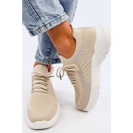 Beige women's sock sports shoes 1