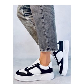 Women's high-soled sneakers Black white 1
