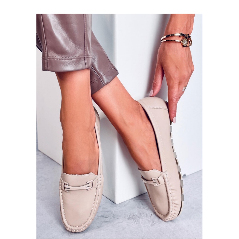 Classic moccasins with leather insert Debell Beige - Inello 1
