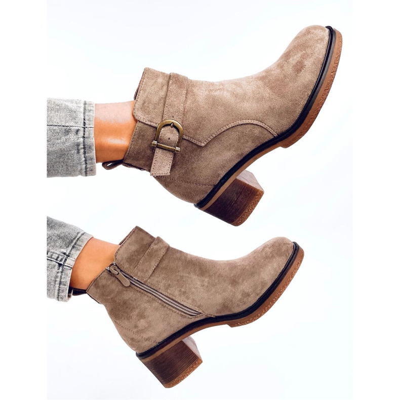 Duncans Khaki low-heeled ankle boots - Inello beige 1