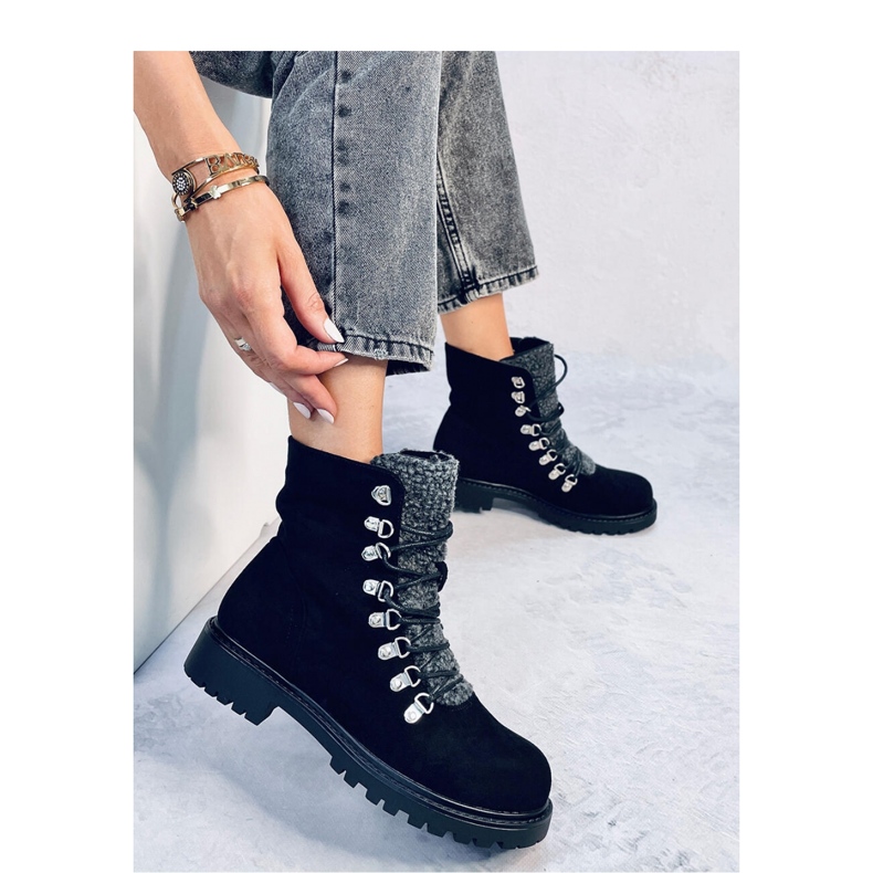 Leggs Black lace-up boots - Inello 2