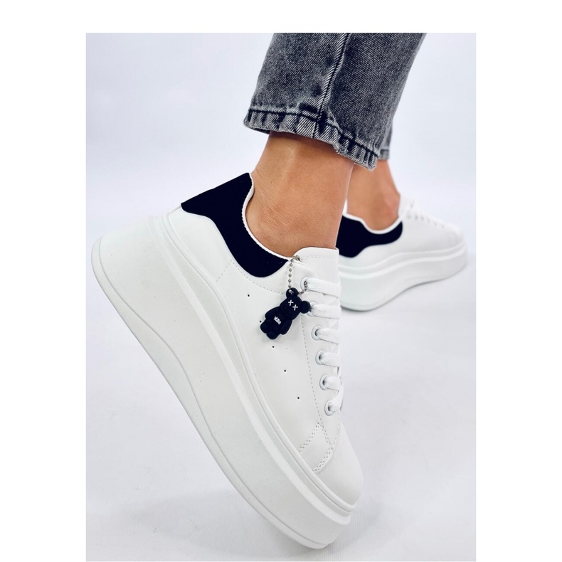 Liezel WHITE/BLACK wedge sneakers with pendant - Inello 2 Liezel WHITE/BLACK wedge sneakers with pendant - Inello 2