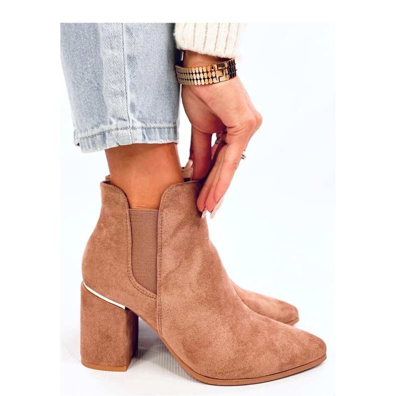 Croix Khaki almond toe high-heeled ankle boots - Inello brown 1