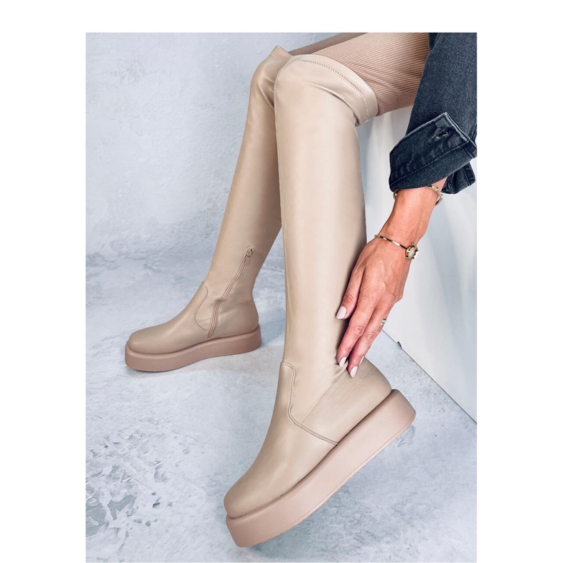 Baird Beige over-the-knee boots with a thick sole - Inello 2