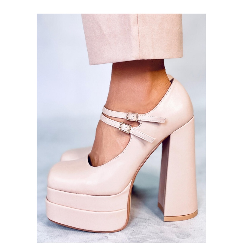 Loit Beige grain platform pumps - Inello 1