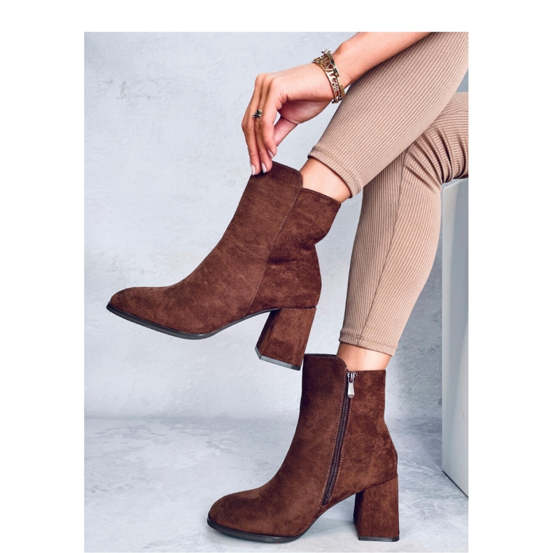 Weish Brown smooth high-heeled ankle boots - Inello 2