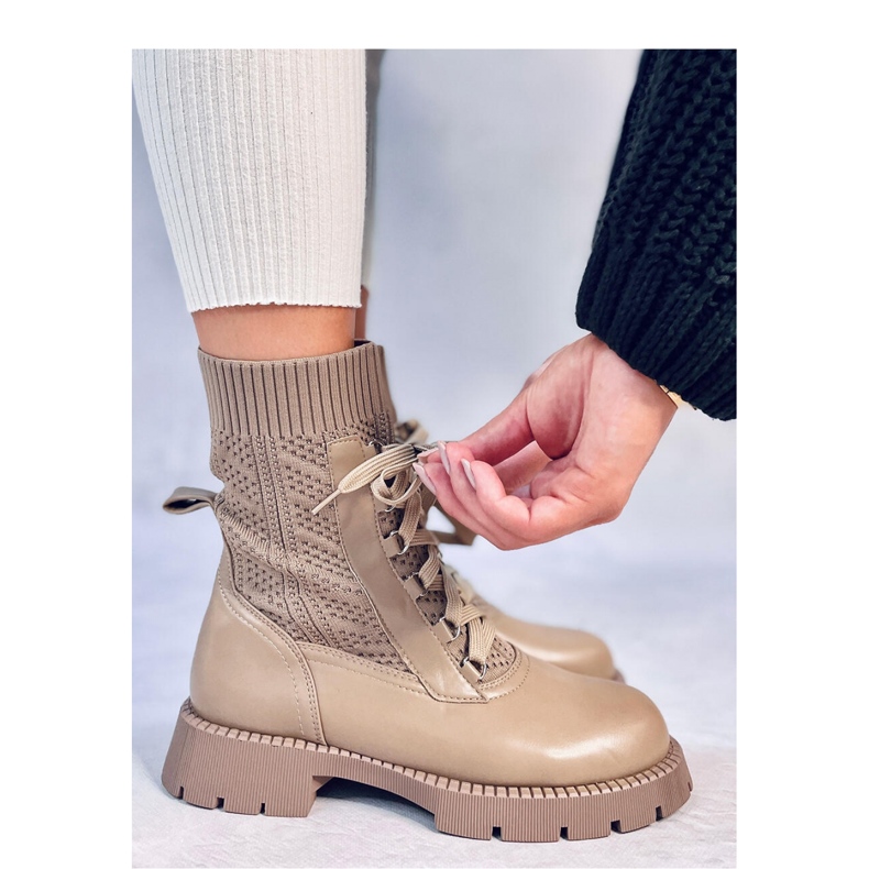Ankle boots with a sweater upper Tierr Khaki - Inello brown 1