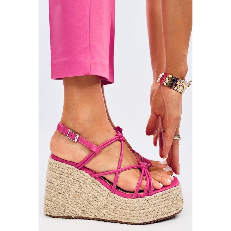 Pascai Fuchsia wedge espadrille sandals - Inello pink 1