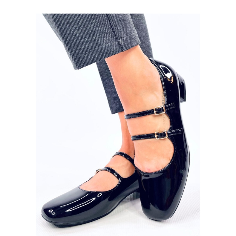 High-heeled ballet flats with straps Corigan Black - Inello 1