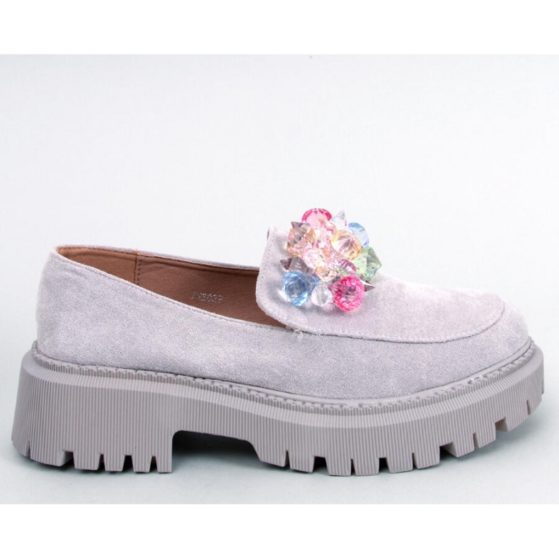 Platform moccasins with stones Stefani Gray - Inello grey 1