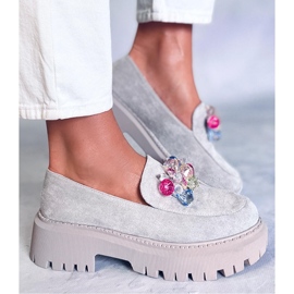 Platform moccasins with stones Stefani Gray - Inello grey 2
