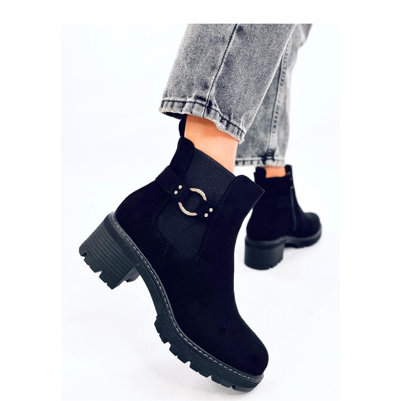 Airon Black low-heeled Chelsea boots - Inello 2