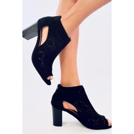 Openwork open toe ankle boots Pierre Black - Inello 2