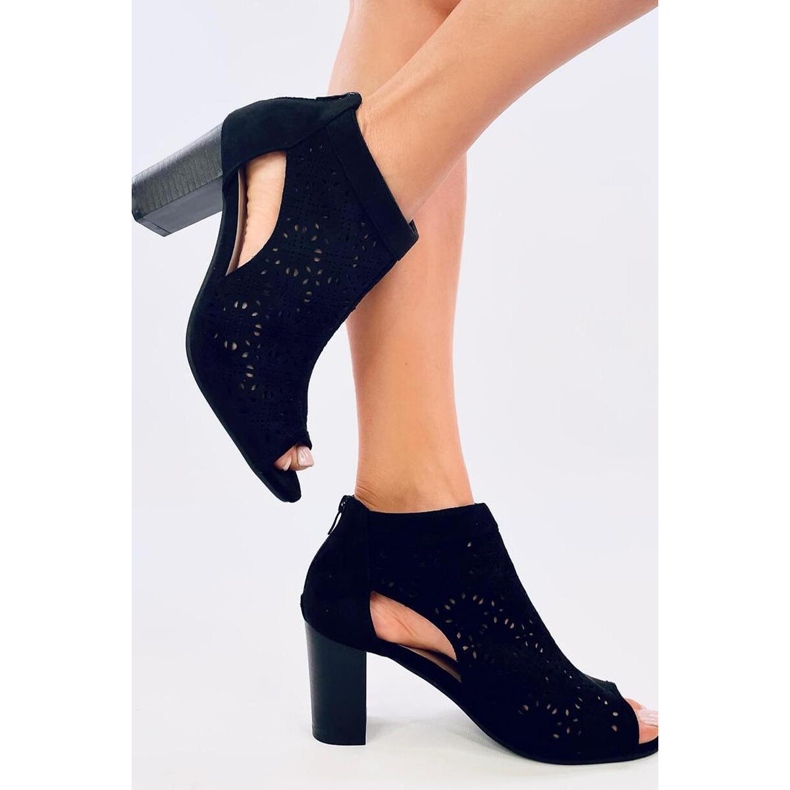 Openwork open toe ankle boots Pierre Black - Inello 2