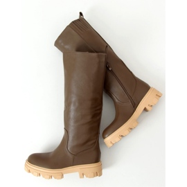 Khaki QT21P Army Green boots with a thick sole - Inello 1