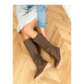 Khaki QT21P Army Green boots with a thick sole - Inello 2