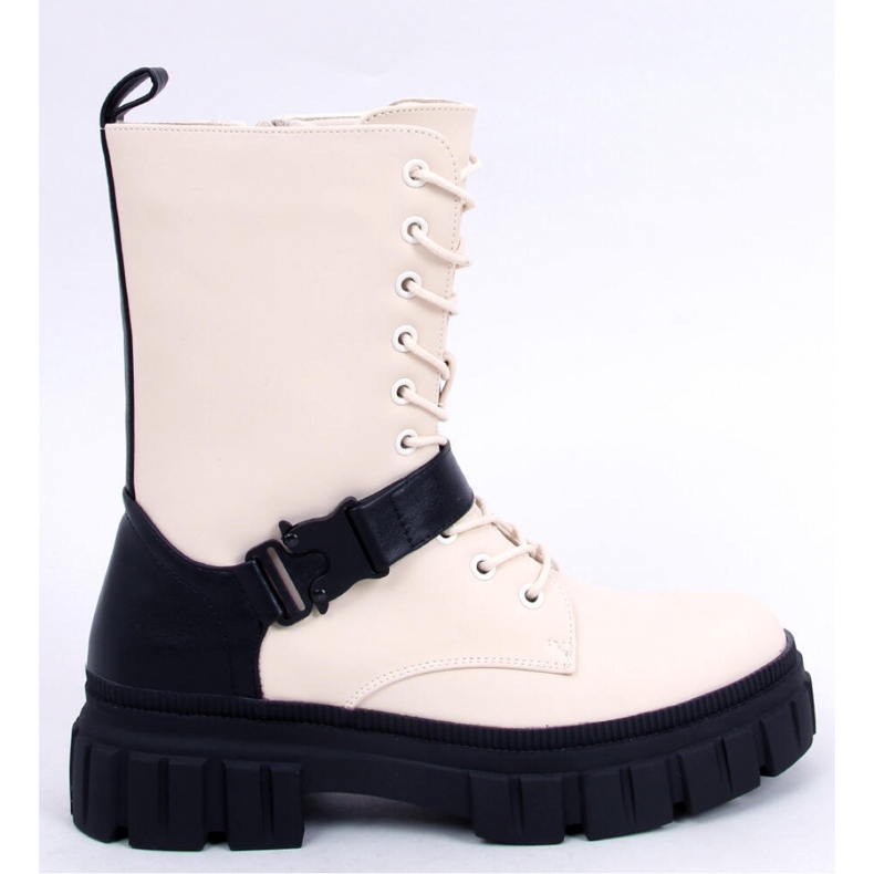 Kieran Beige flat lace-up ankle boots - Inello 1
