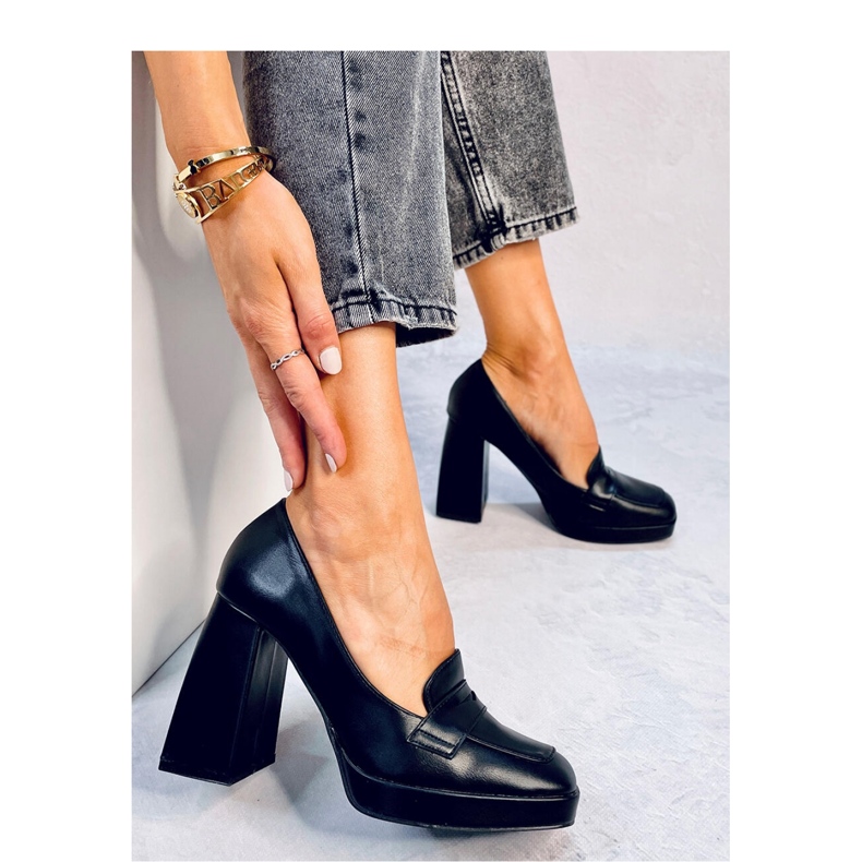 Entee Black high-heeled loafers - Inello 2