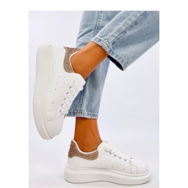 Parkss WHITE/GOLD platform sneakers with rhinestones - Inello 1