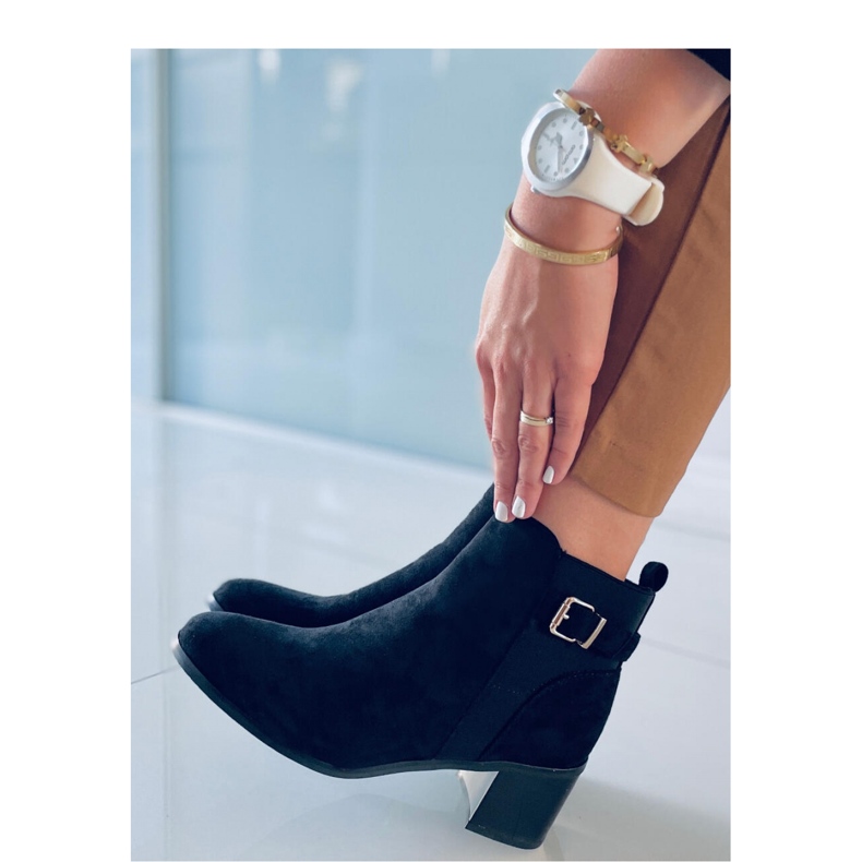 Cyndi Black Suede high heel ankle boots - Inello 2