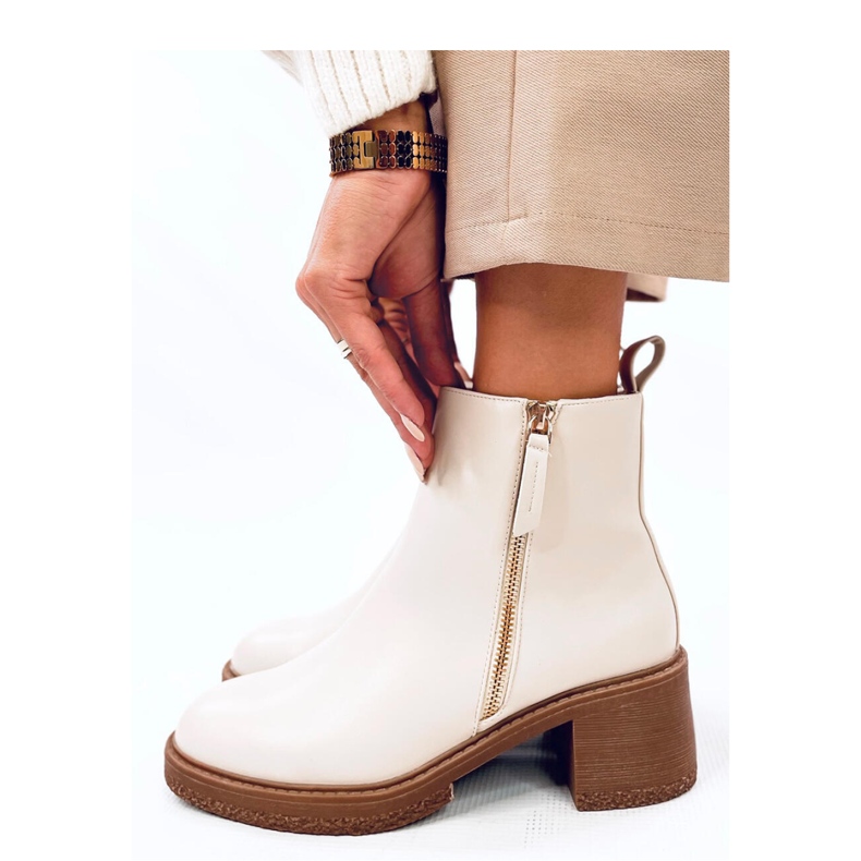 Guire Beige high-heeled ankle boots - Inello 1