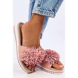 Sandal Wedge mules with flowers Ragnes Pink - Inello 1
