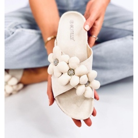 Sandal Cork flip-flops with cushion flowers Charss Beige - Inello 1