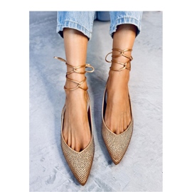 Ballet flats with rhinestones open heel Vonda Champagne - Inello yellow 1