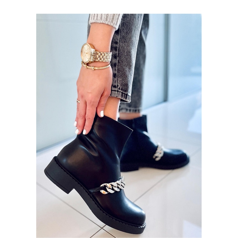 Women's ankle boots with chain Foster Black - Inello 1