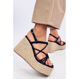 Pascai Black wedge espadrille sandals - Inello 1