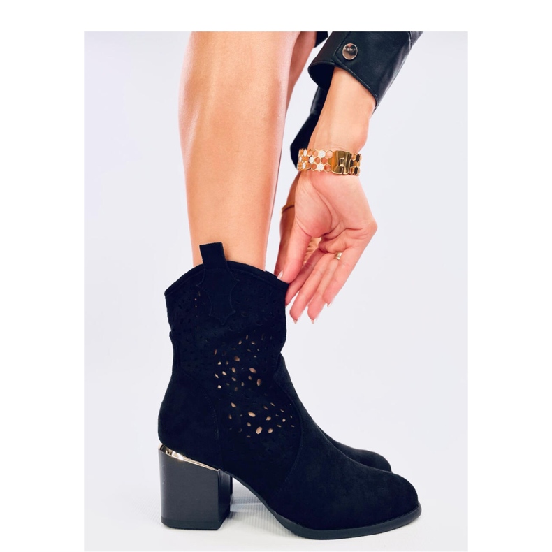 Antares Black suede openwork cowboy boots - Inello 1