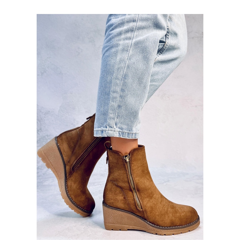 Meyer Khaki wedge ankle boots - Inello brown 1