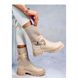 Shaffer Khaki ankle boots with elastic upper - Inello beige 2