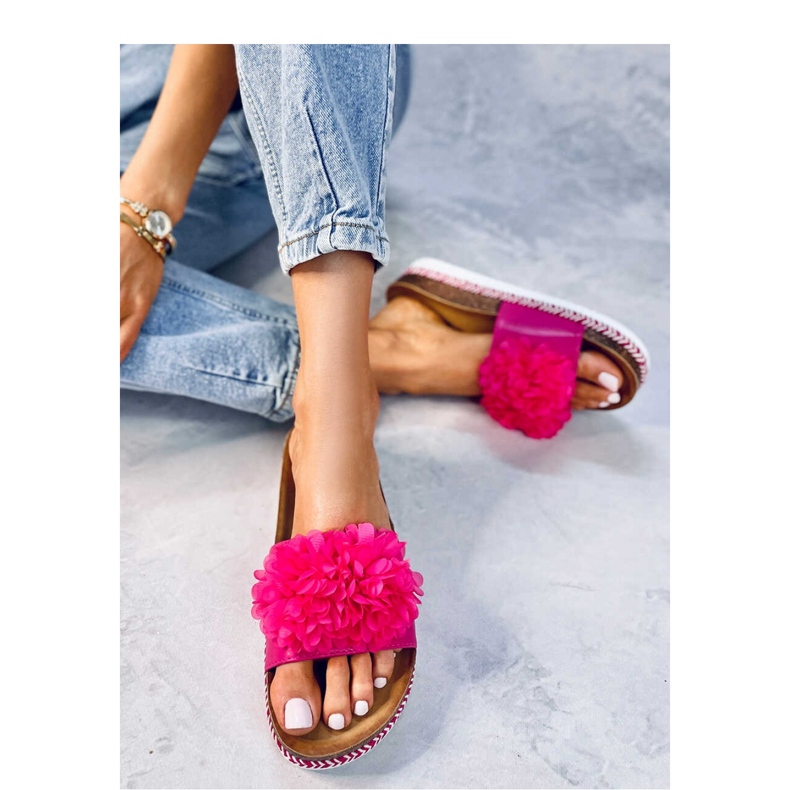 South Fuchsia Peach Flower Flip Flops Sandal - Inello pink 1
