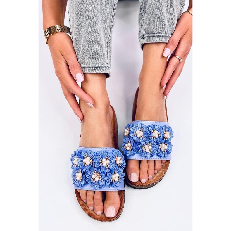 Emiles Blue cork flip-flops with flowers - Inello 1