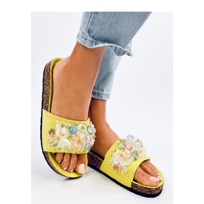 Sandal Cork flip-flops with Maliv Green stones - Inello 1