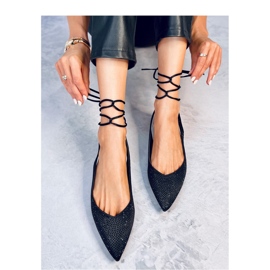 Vonda Black ballet flats with rhinestones open heel - Inello 1