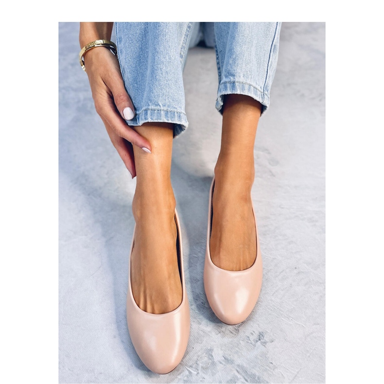 Ballet flats with leather insert Tova Beige - Inello 1