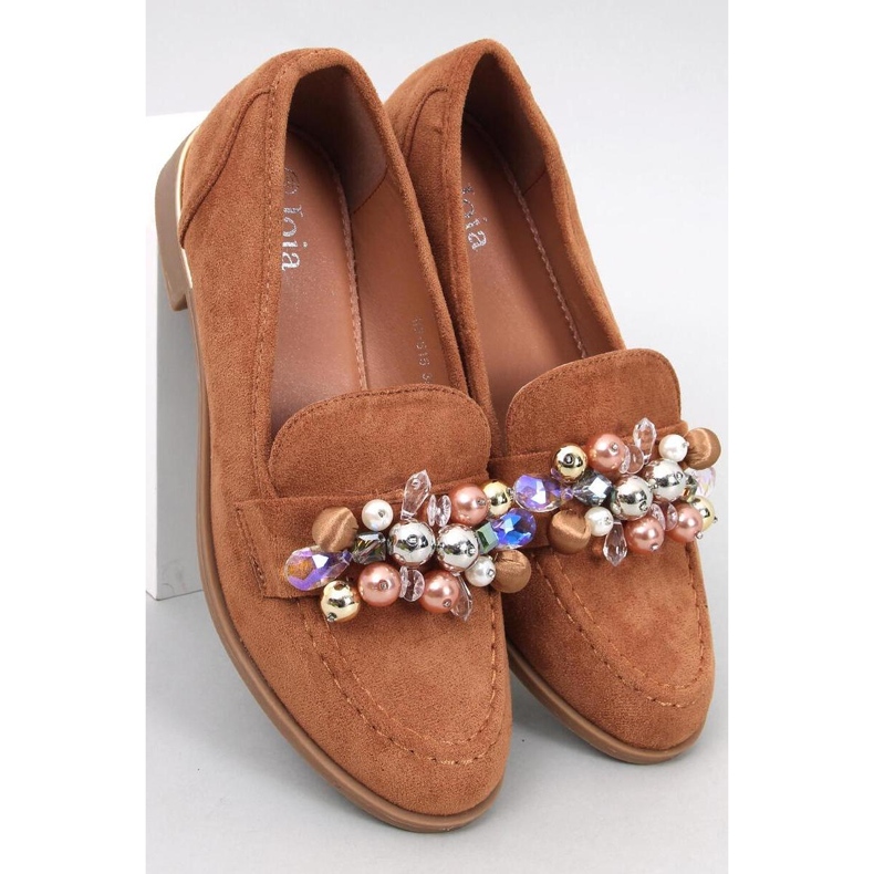 Anselme Camel loafers with stones - Inello brown 1