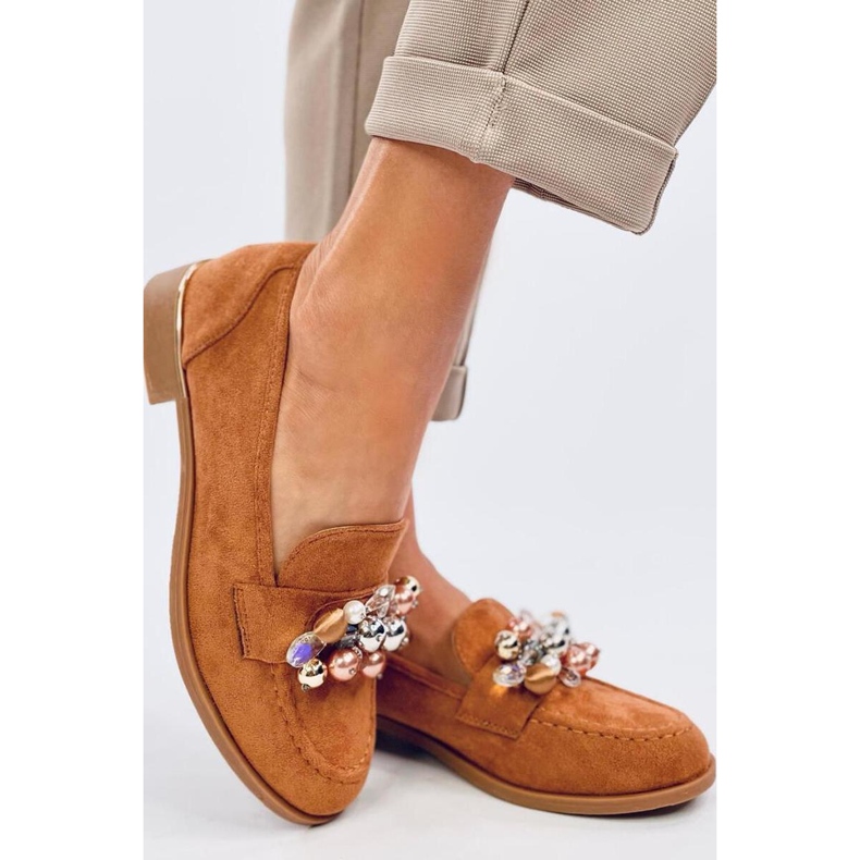 Anselme Camel loafers with stones - Inello brown 2