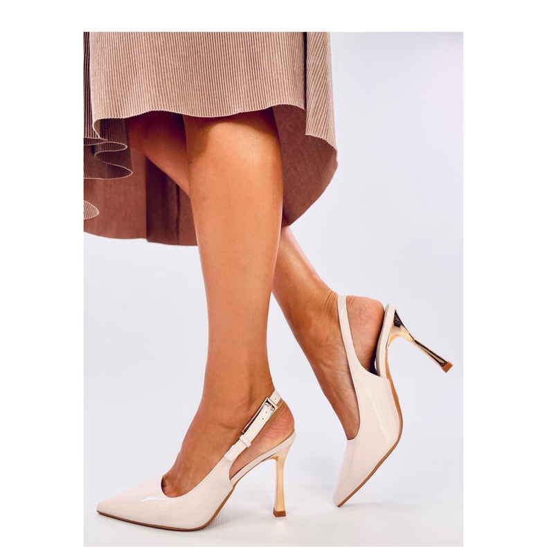 Patent stilettos with open heel Mariot Beige - Inello 1
