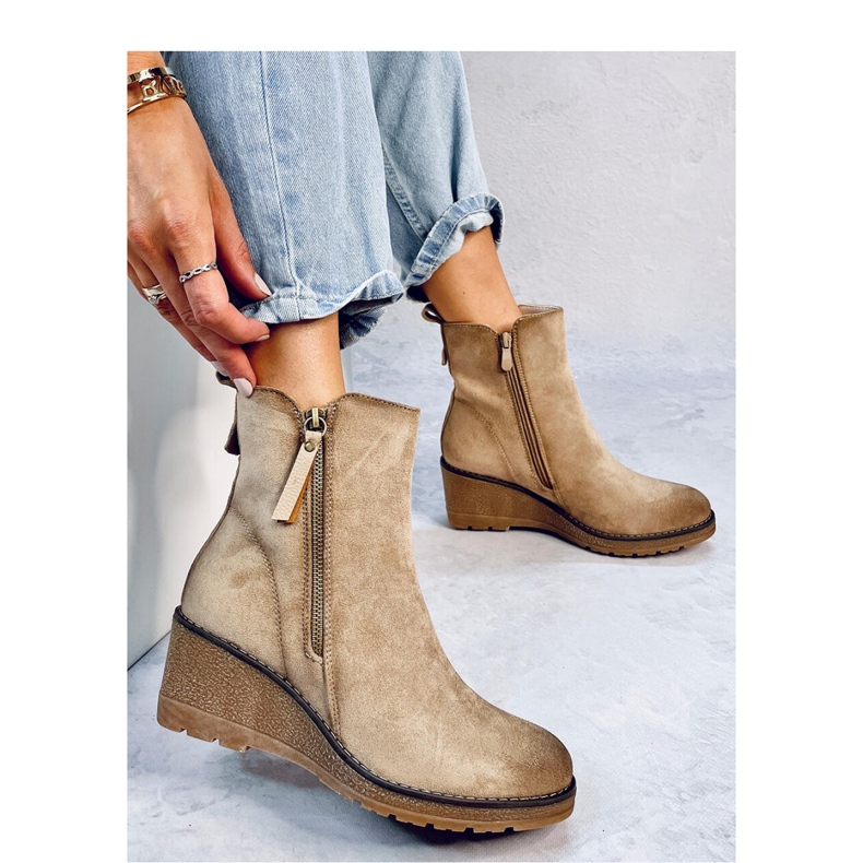 Meyer Beige wedge ankle boots - Inello 2