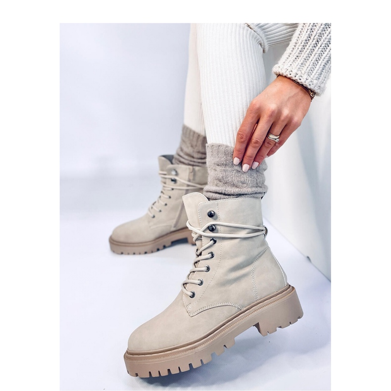 Simmo Beige lace-up ankle boots with protector - Inello 2